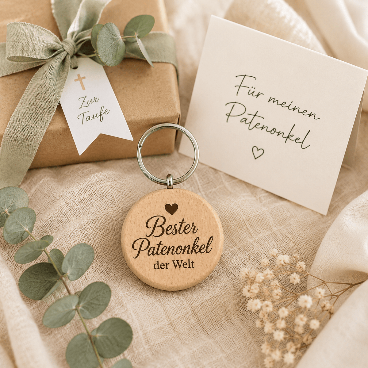 Patenonkel Geschenk – Schlüsselanhänger „Bester Patenonkel der Welt“ - DwieDeko