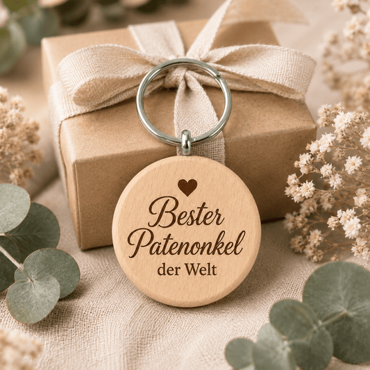 Patenonkel Geschenk – Schlüsselanhänger „Bester Patenonkel der Welt“ - DwieDeko
