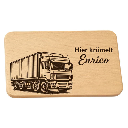 Personalisierte Frühstücksbrettchen aus Holz - LKW - DwieDeko