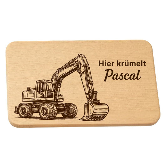 Personalisierte Frühstücksbrettchen für Kinder - Bagger 3D - DwieDeko