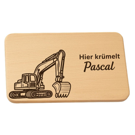 Personalisierte Frühstücksbrettchen für Kinder - Bagger - DwieDeko