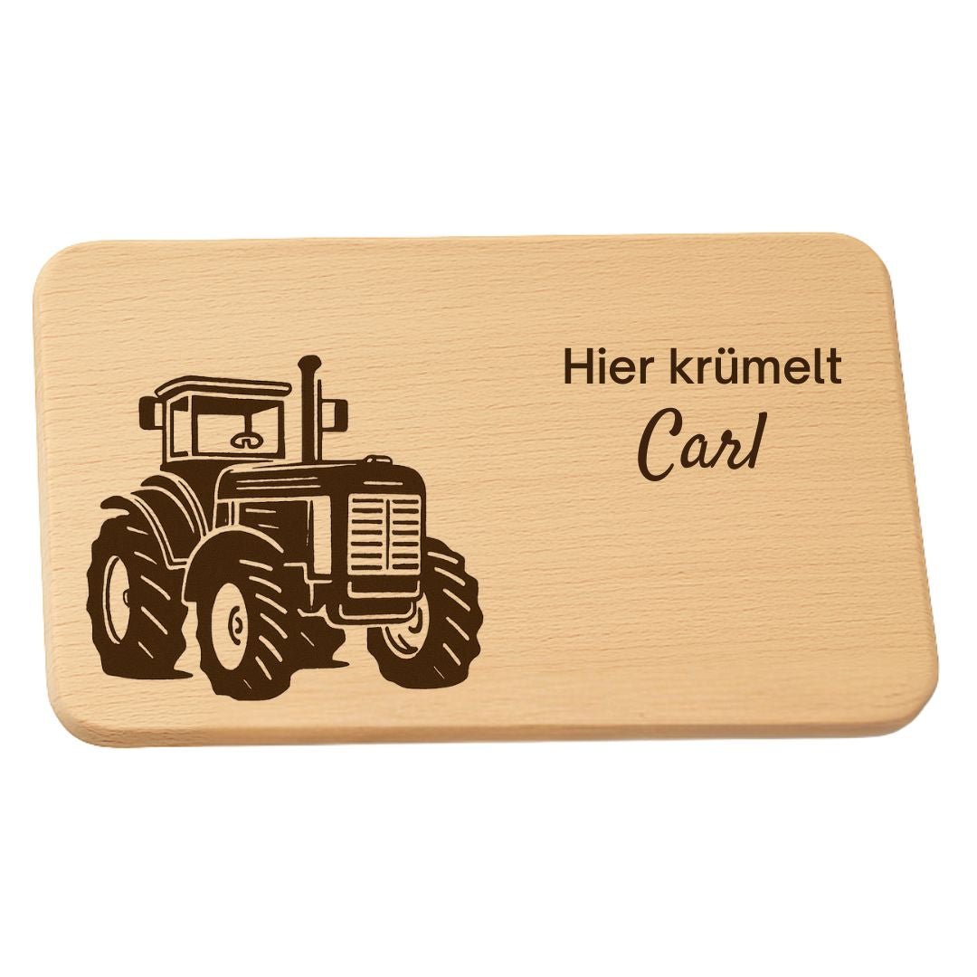 Personalisierte Frühstücksbrettchen für Kinder - Traktor - DwieDeko