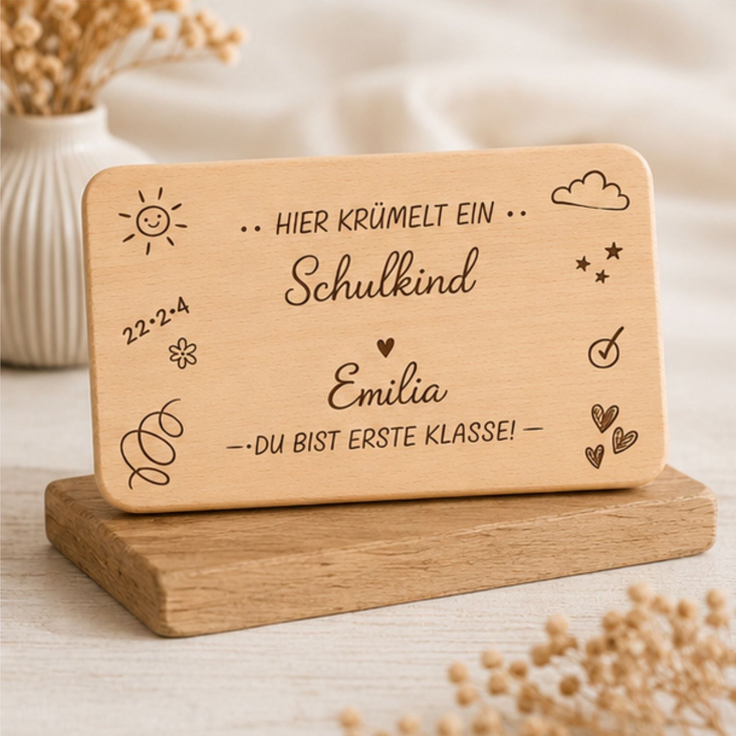 Personalisiertes Frühstücksbrettchen Schulkind mit Name – Geschenk zur Einschulung - DwieDeko