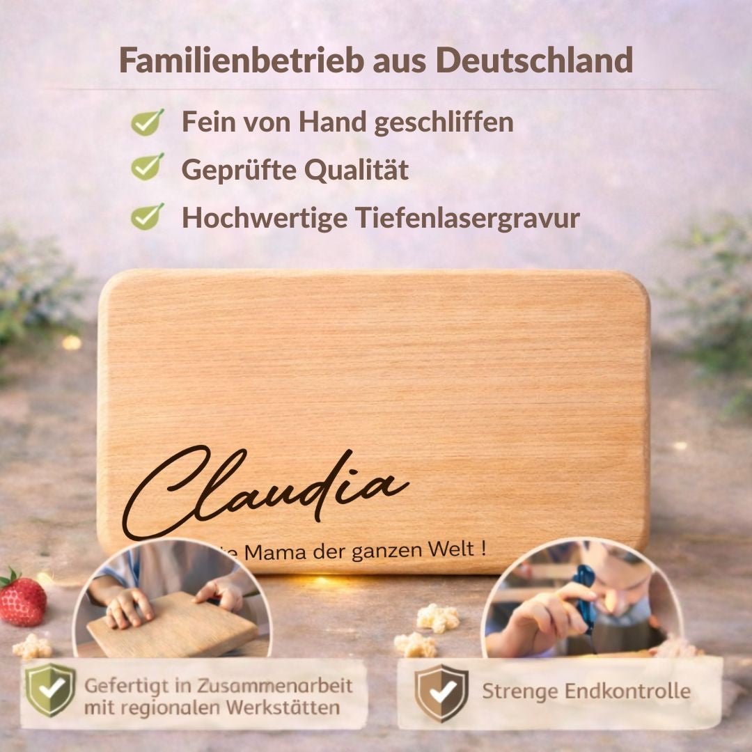 Personalisiertes Frühstücksbrett mit Namen – Beste Mama der Welt – Geschenkidee Muttertag - DwieDeko