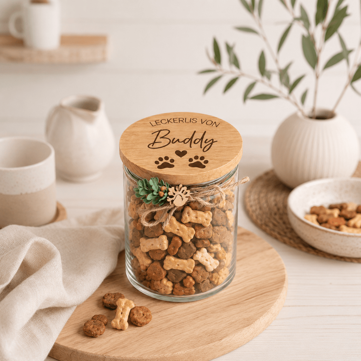 Personalisiertes Leckerli Glas - Futteraufbewahrung Hunde luftdicht - DwieDeko