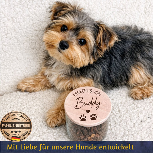 Personalisiertes Leckerli Glas - Futteraufbewahrung Hunde luftdicht - DwieDeko