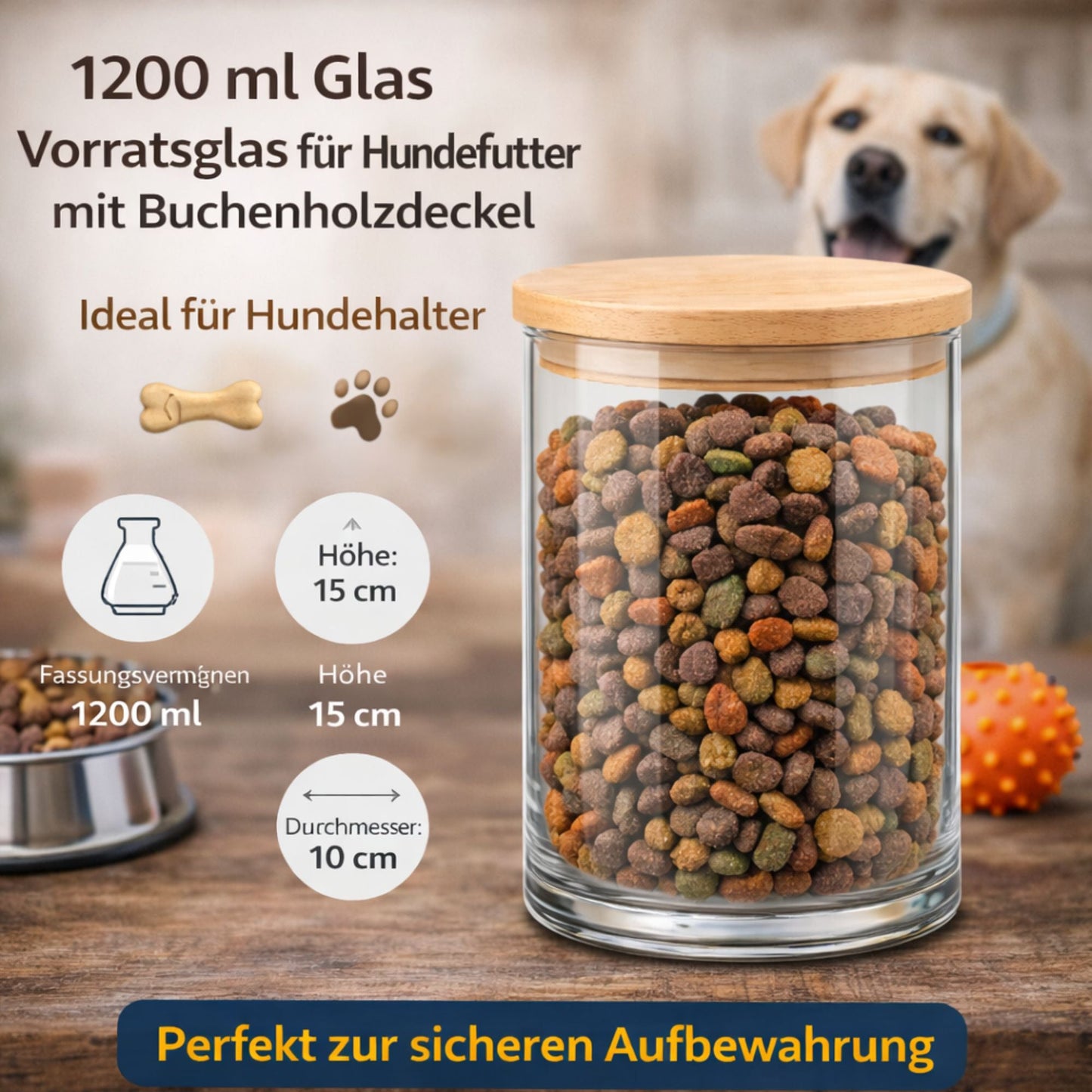 Personalisiertes Leckerli Glas - Futteraufbewahrung Hunde luftdicht - DwieDeko