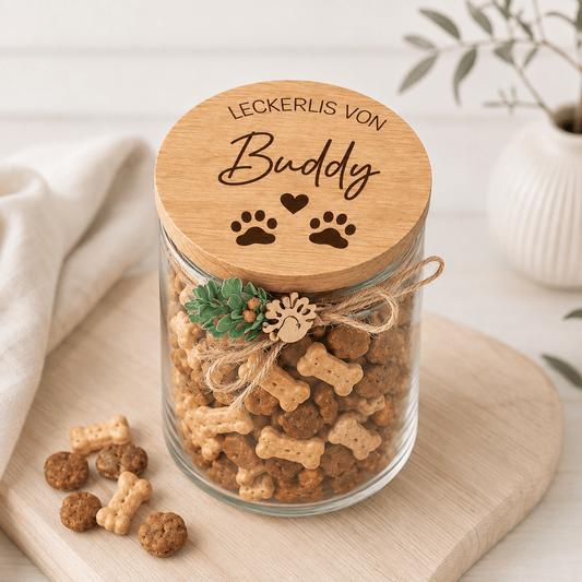 Personalisiertes Leckerli Glas - Futteraufbewahrung Hunde luftdicht - DwieDeko