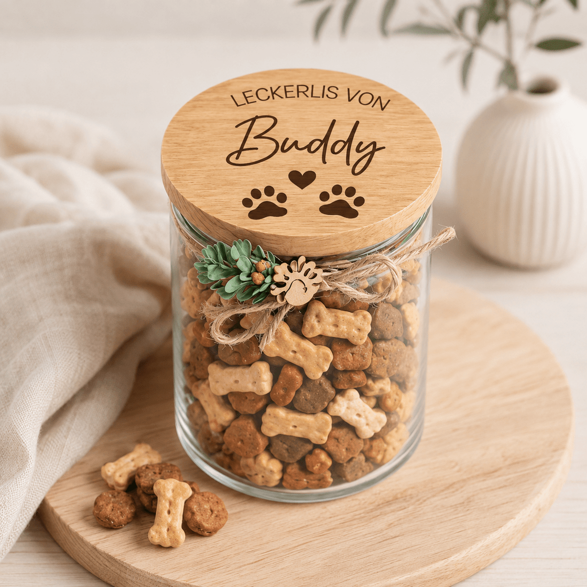Personalisiertes Leckerli Glas - Futteraufbewahrung Hunde luftdicht - DwieDeko