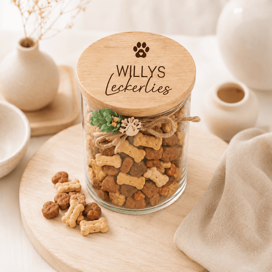 Personalisiertes Leckerli Glas - Hundefutter Aufbewahrung luftdicht - DwieDeko