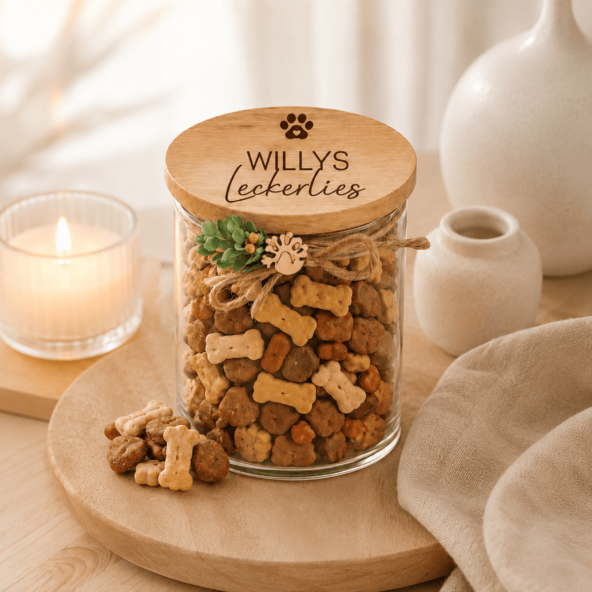 Personalisiertes Leckerli Glas - Hundefutter Aufbewahrung luftdicht - DwieDeko