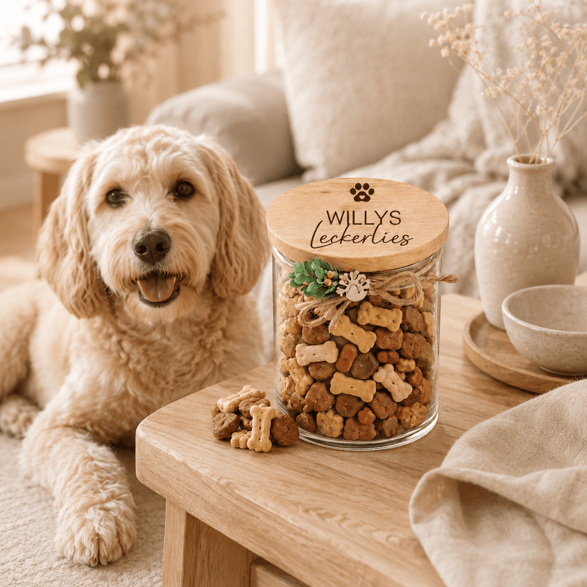 Personalisiertes Leckerli Glas - Hundefutter Aufbewahrung luftdicht - DwieDeko