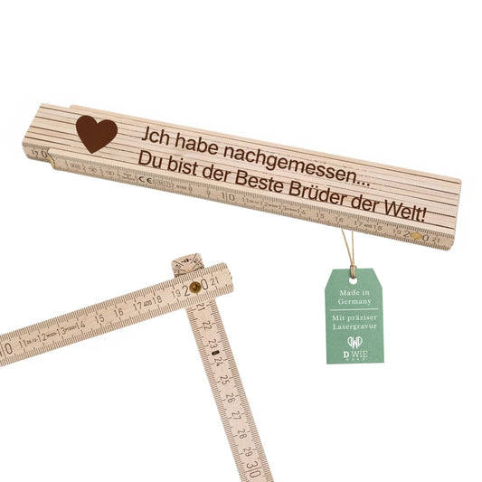 Zollstock personalisiert mit Gravur - Ich haben nachgemessen, du bist der beste Bruder der Welt! - DwieDeko