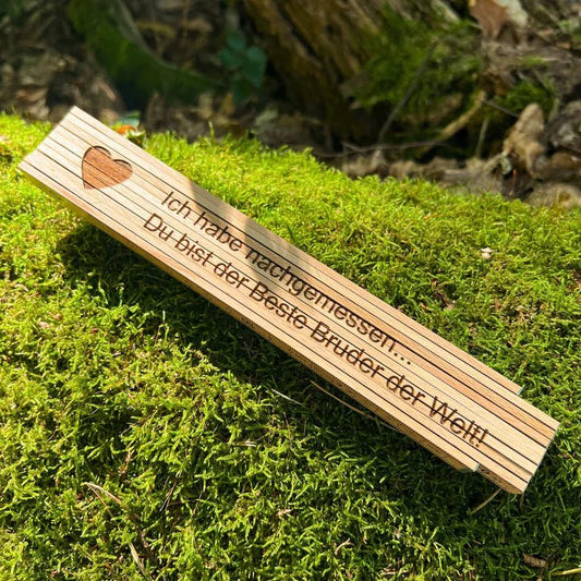 Zollstock personalisiert mit Gravur - Ich haben nachgemessen, du bist der beste Bruder der Welt! - DwieDeko