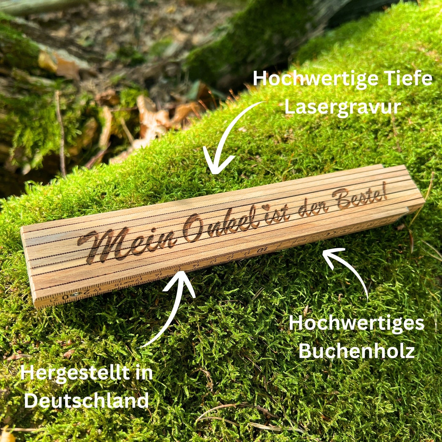 Zollstock personalisiert mit Gravur - Mein Onkel ist der Beste - DwieDeko