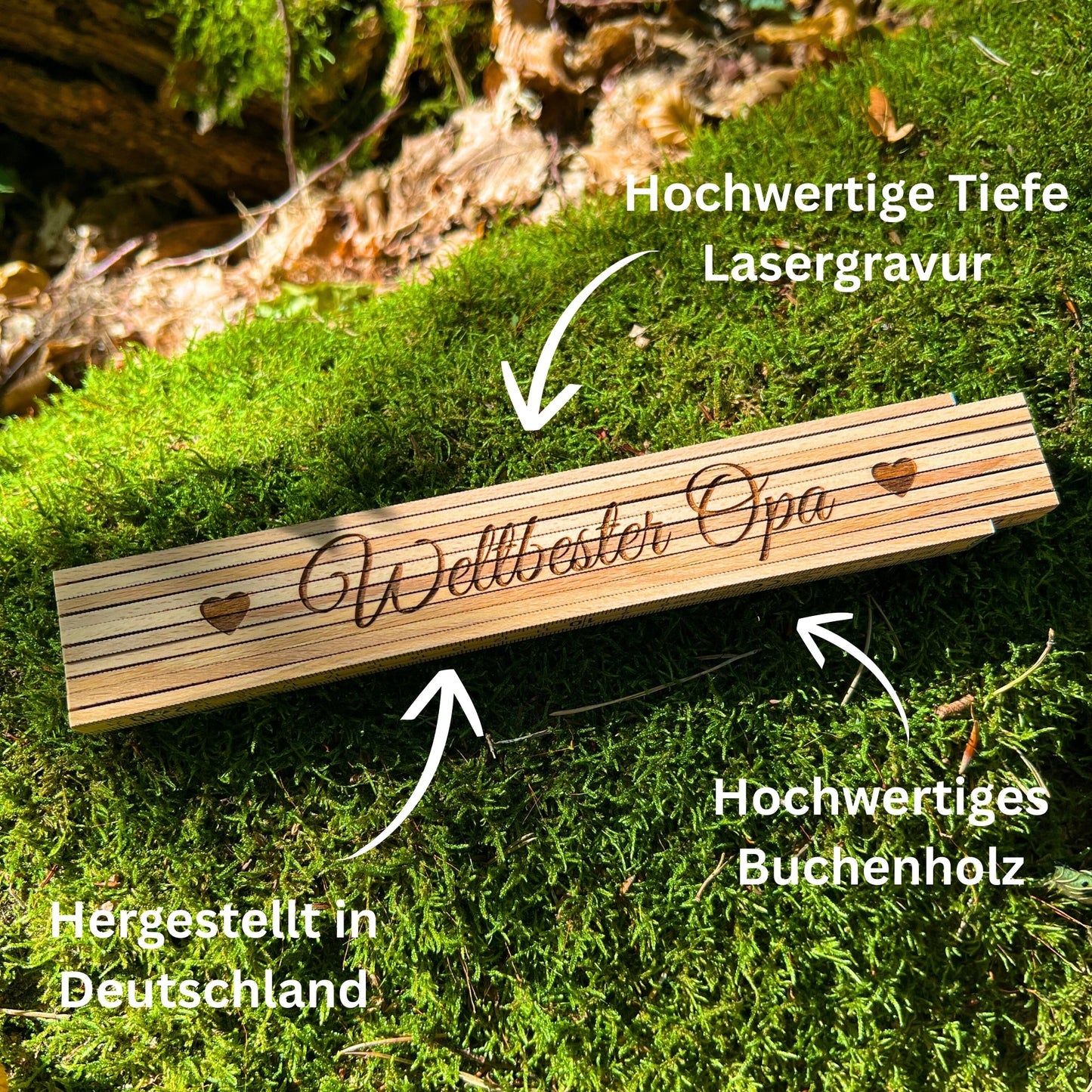 Zollstock personalisiert mit Gravur - Weltbester Opa - DwieDeko