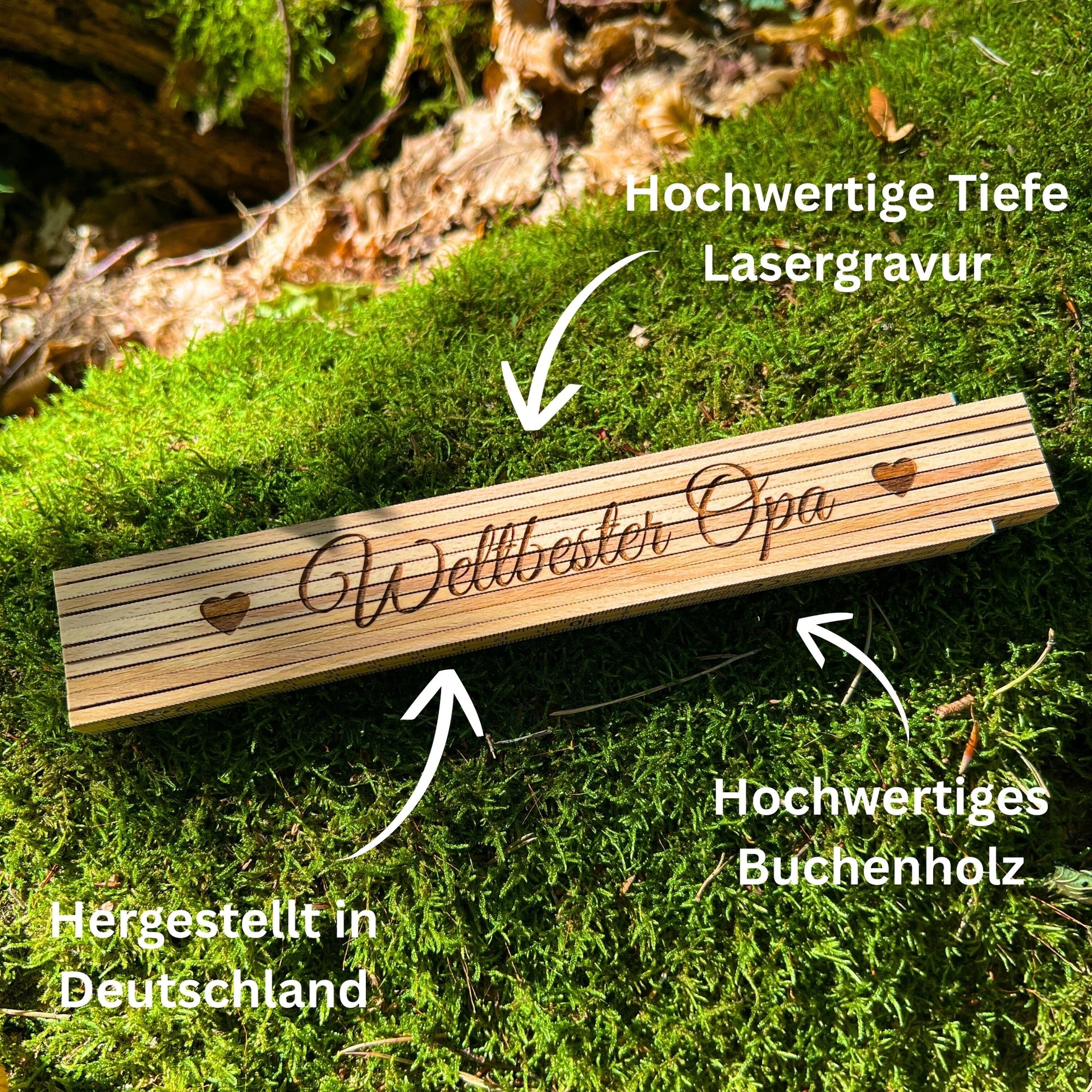 Zollstock personalisiert mit Gravur - Weltbester Opa - DwieDeko
