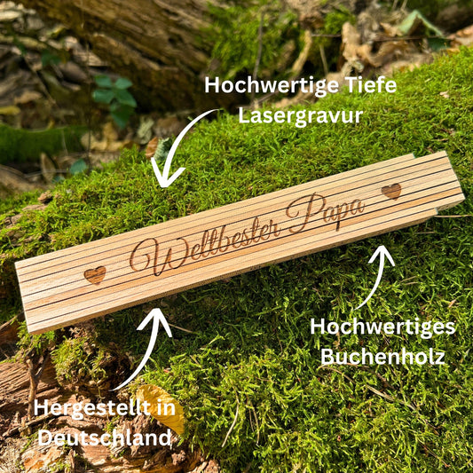 Zollstock personalisiert mit Gravur - Weltbester Papa! - DwieDeko